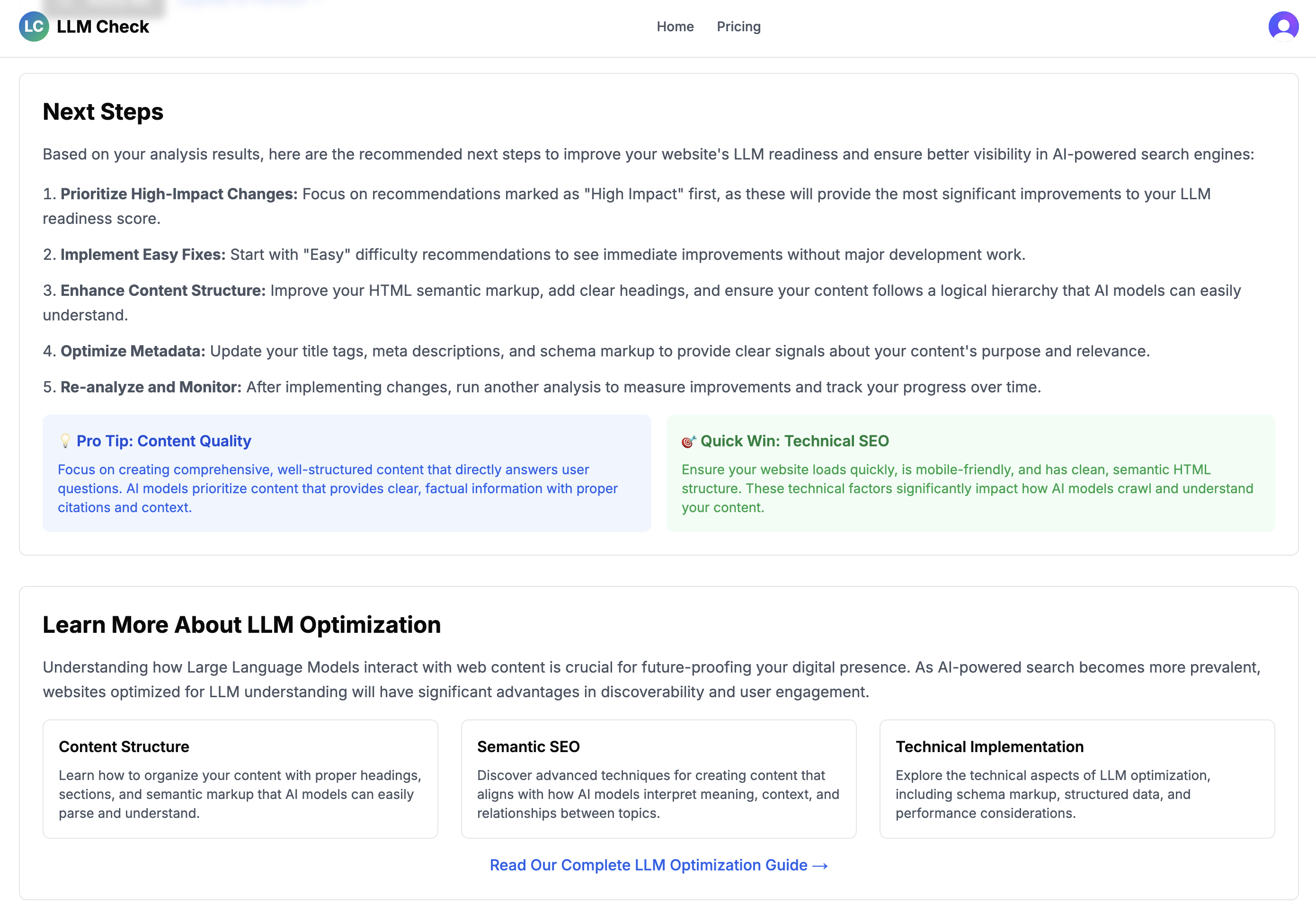 Improvement action items
